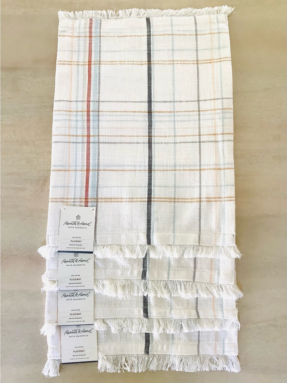 4 Hearth & Hand Magnolia Casual Plaid Cotton Placemats
